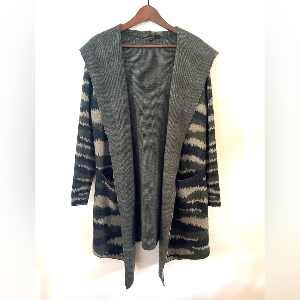 Maxsport Hooded Open Front Long Cardigan Green Medium Women's Sweater